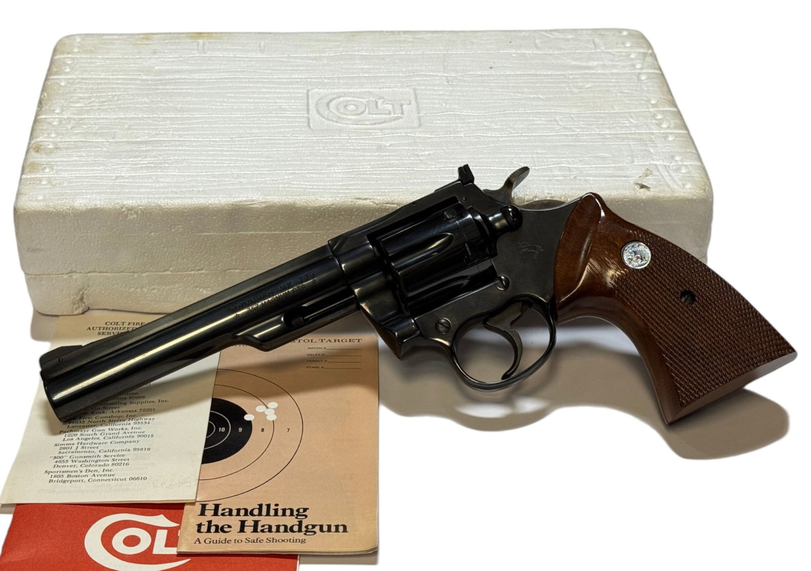 Excellent 1976 Colt Trooper MK. III 6" Blued .357 MAGNUM in Factory Styrofoam Insert: S#: L10809 | Mfg. 1976 | 6" Barrel | Factory Blue finish | Comes in Factory Styrofoam insert only with papers & manual |||| CONDITION: Excellent, like new in box ||||| CLASS: C&R