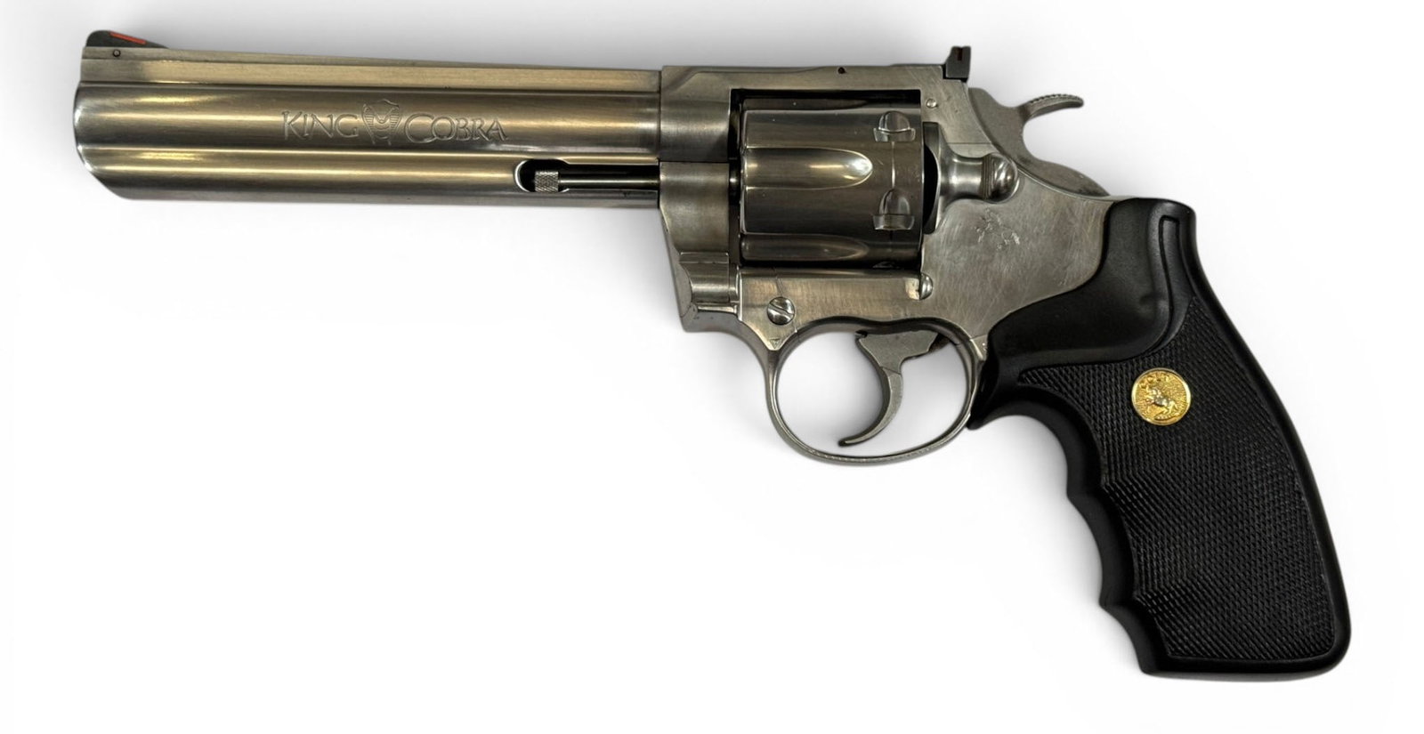 Excellent 1987 Colt King Cobra 6" Stainless .357 MAGNUM Revolver: S#: CK6436 | Mfg. 1987 | 6" Barrel | Factory Stainless steel finish | King Cobra .357 MAGNUM | Equipped with factory black medallion grips |||| CONDITION: Excellent. Overall 99%. Mechanically function
