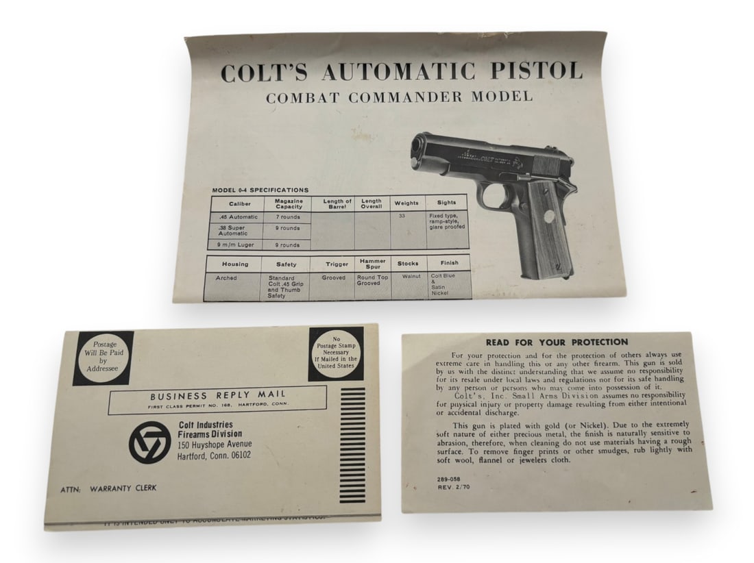 NIB 1973 Colt Combat Commander 1911 Blued .45 ACP Semi-Automatic Pistol - 6