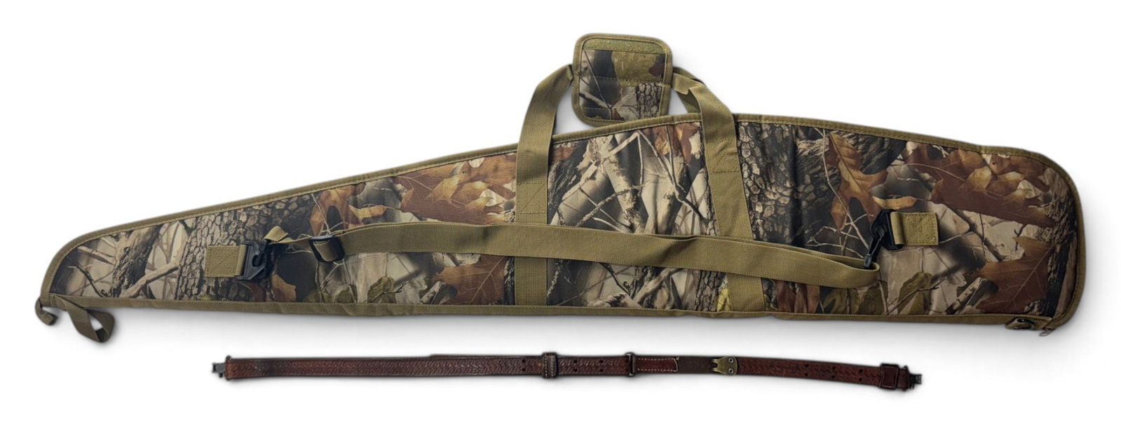 Nice Ravoincc 46” Camouflage Padded Rifle Soft Case w/ Browning Leather Rifle Sling - 6