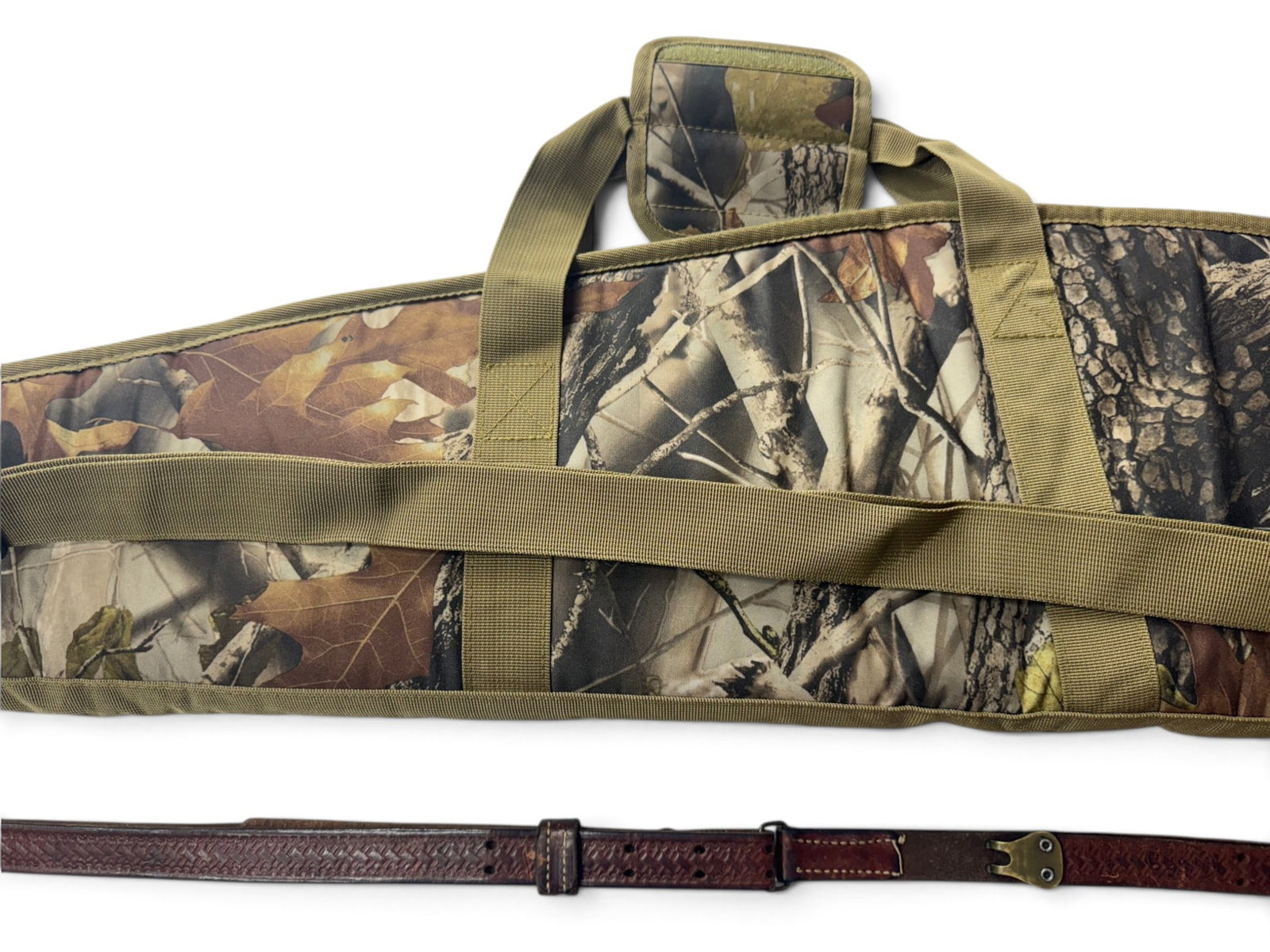 Nice Ravoincc 46” Camouflage Padded Rifle Soft Case w/ Browning Leather Rifle Sling - 8