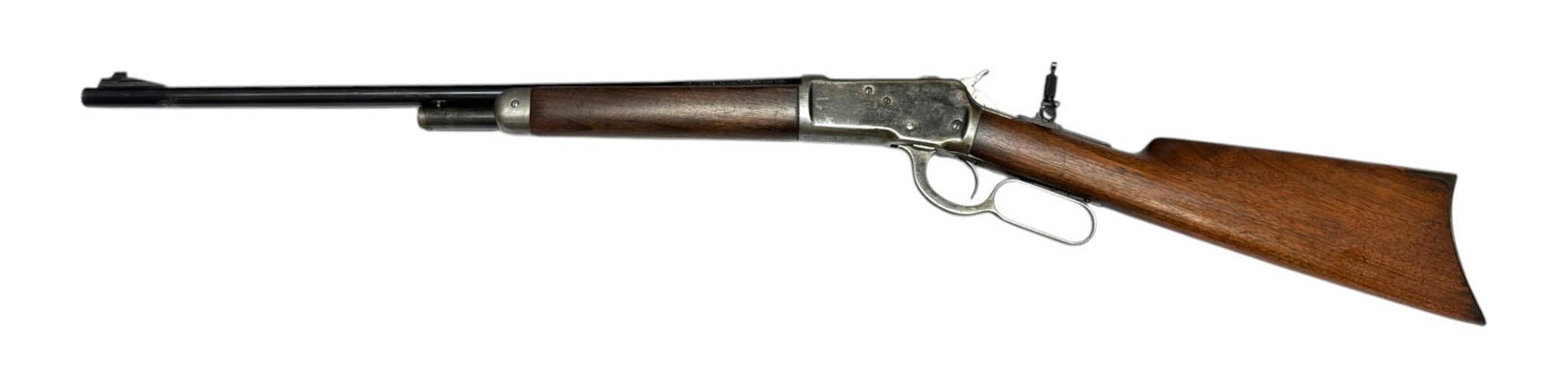 1903 Winchester Model 92 .44-40 WCF Lever Action Modified Rifle: S#: 210178 | 20" Original Model 94 Round Barrel with short magazine tube | Folding Lyman rear tang combination sight | This Original Model 92 Rifle has been rebarreld with a model 94 barrel and