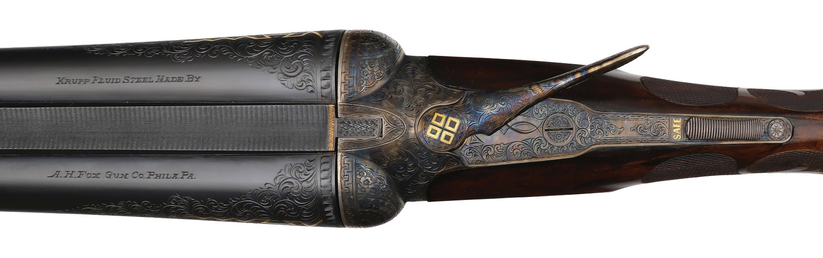 Exceptionally Rare 1910 A.H. FOX - FE Grade - 12 GA. Masterfully Engraved & Upgraded SXS Shotgun - 5