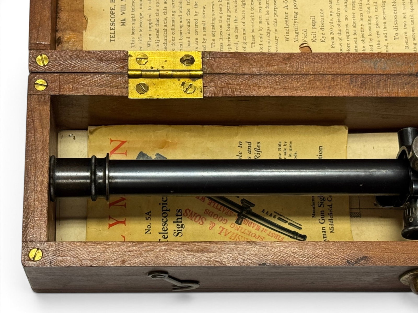 Rare Vintage Winchester A5 Telescopic Sight Scope with Ring Mounts in Wooden Case - 4