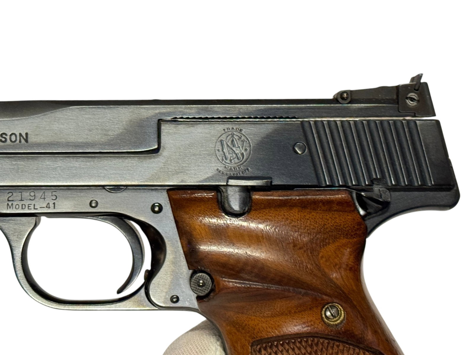 MINT Collector's 1959 Smith & Wesson Model 41 .22 LR Semi-Auto 7-3/8” Target Pistol w/ Muzzle  - 5