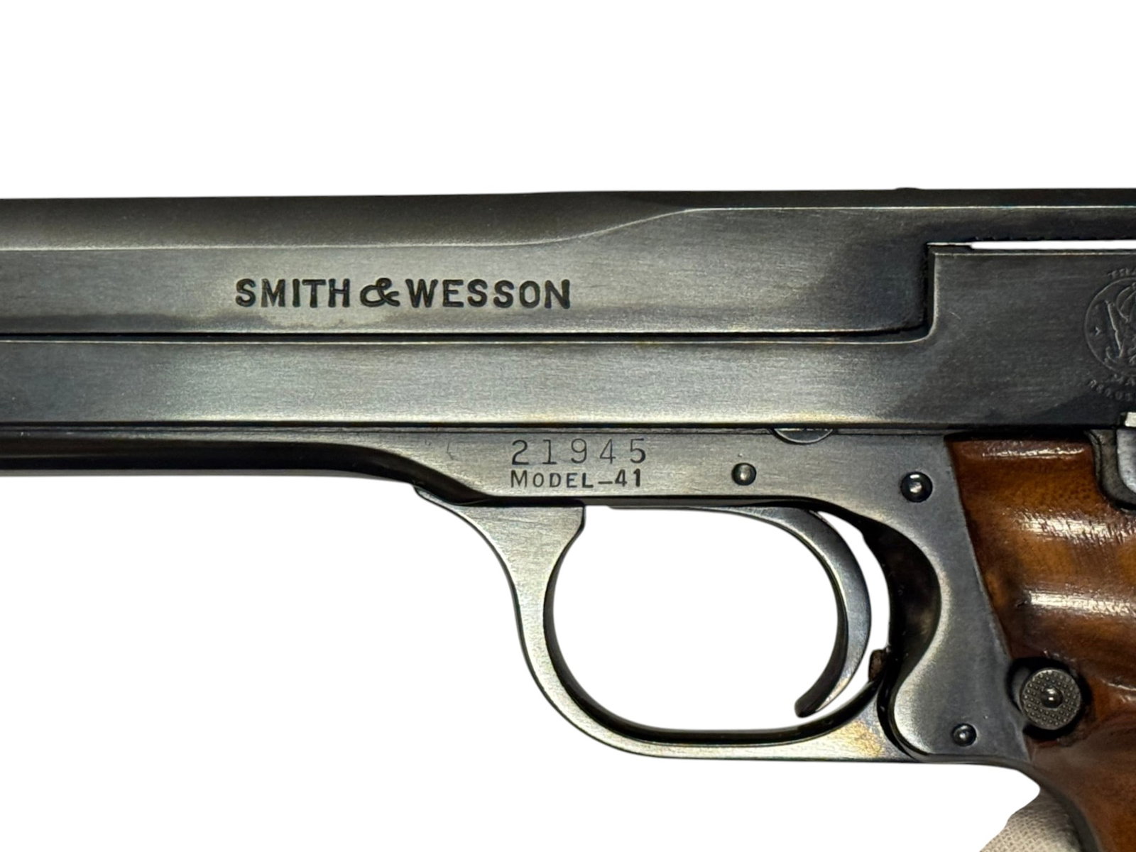MINT Collector's 1959 Smith & Wesson Model 41 .22 LR Semi-Auto 7-3/8” Target Pistol w/ Muzzle  - 6