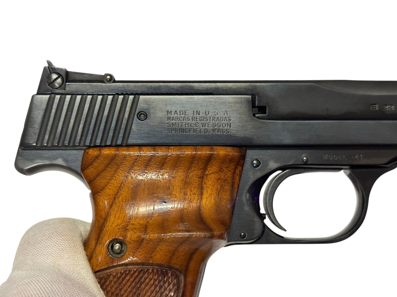 MINT Collector's 1969 Smith & Wesson Model 41 .22 LR Semi-Auto 7-3/8” Target Pistol w/ Muzzle  - 8