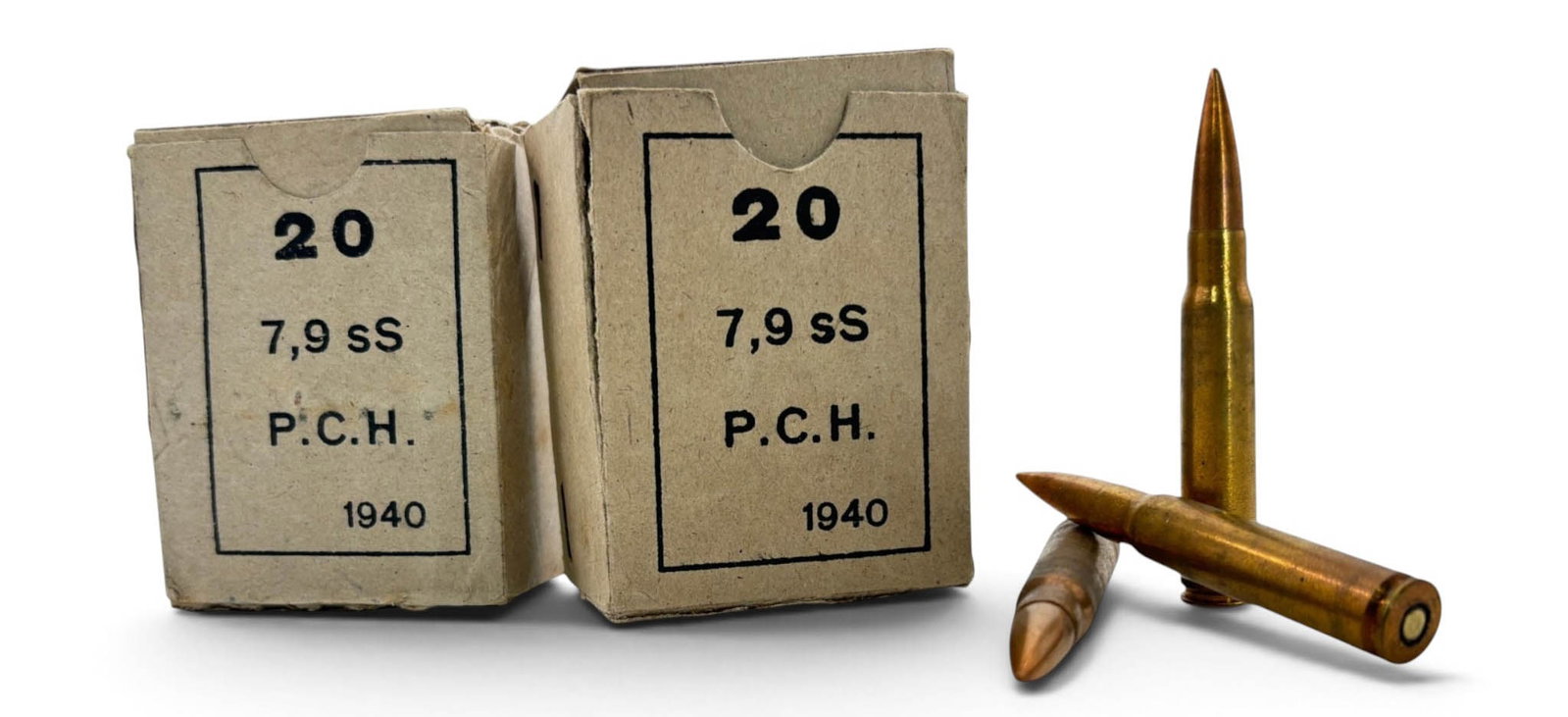 40rds of Collectible WWII 1940 8mm Mauser Greek Surplus Ammunition: "P.C.H 39" Headstamp | See Photos