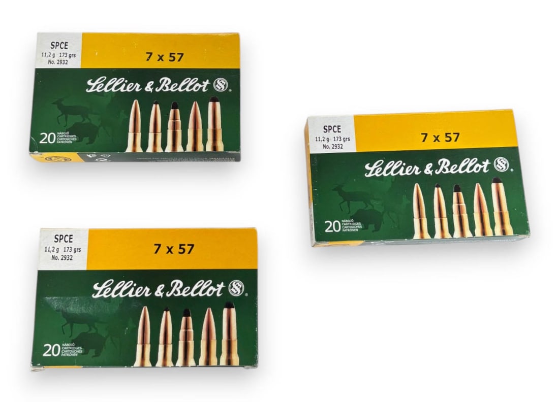 NIB 60rds. of 7x57mm MAUSER 173gr. SPCE Sellier & Bellot Ammunition: See Photos