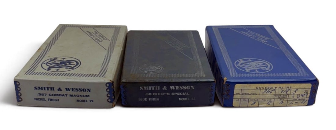(3) Vintage Smith & Wesson Revolver 2-Piece Boxes - Model 19 | Model 36 | Model 10-7 (1 of 4)