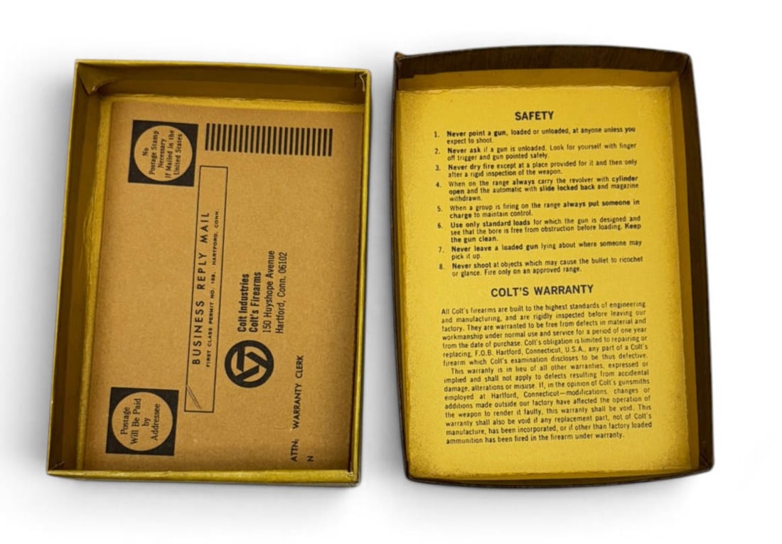 Original Vintage Colt Automatic Junior .25 ACP Pistol 2-Piece Wood Grain Box w/ Label - 4