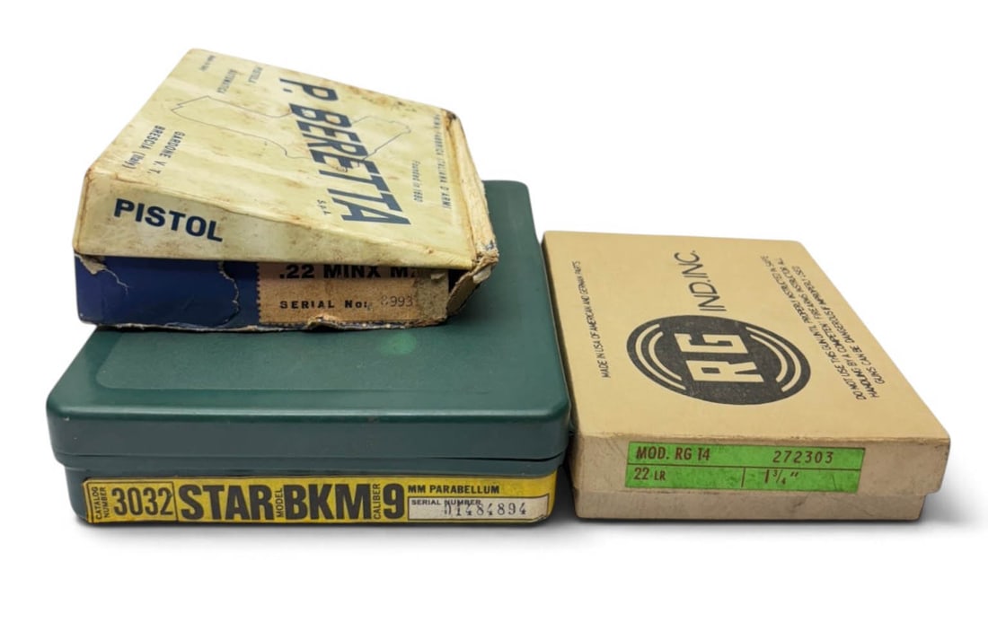 (4) Vintage Original Gun Boxes for Beretta, RG Revolver, Astra Pistol, and STAR Pistol - 2