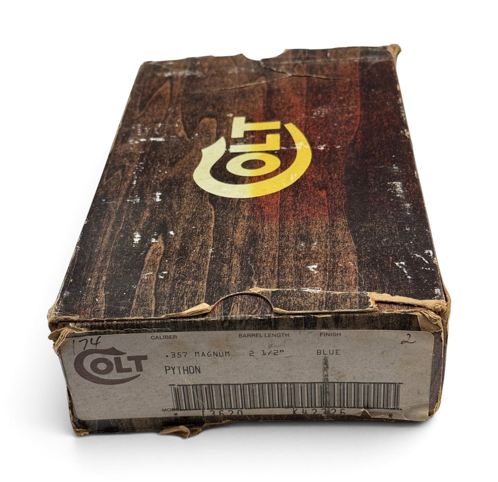 (3) Factory Colt Wood Grain Boxes with Inserts & Paper Labels - Mark IV, ACE, and Python - 15
