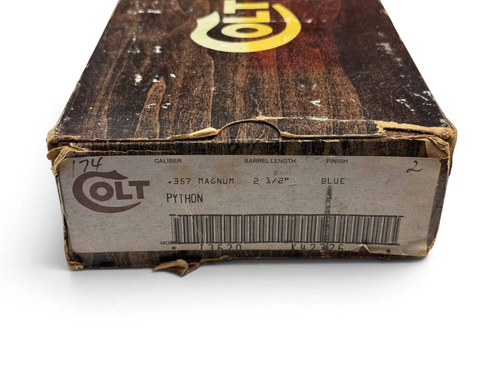 (3) Factory Colt Wood Grain Boxes with Inserts & Paper Labels - Mark IV, ACE, and Python - 16