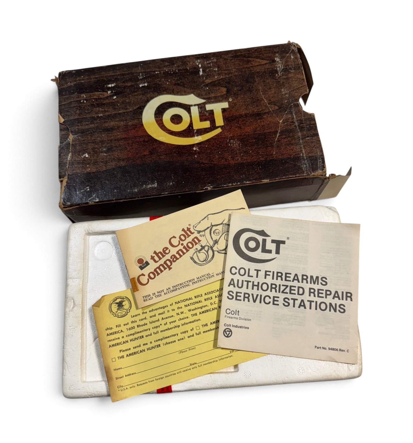 (3) Factory Colt Wood Grain Boxes with Inserts & Paper Labels - Mark IV, ACE, and Python - 18