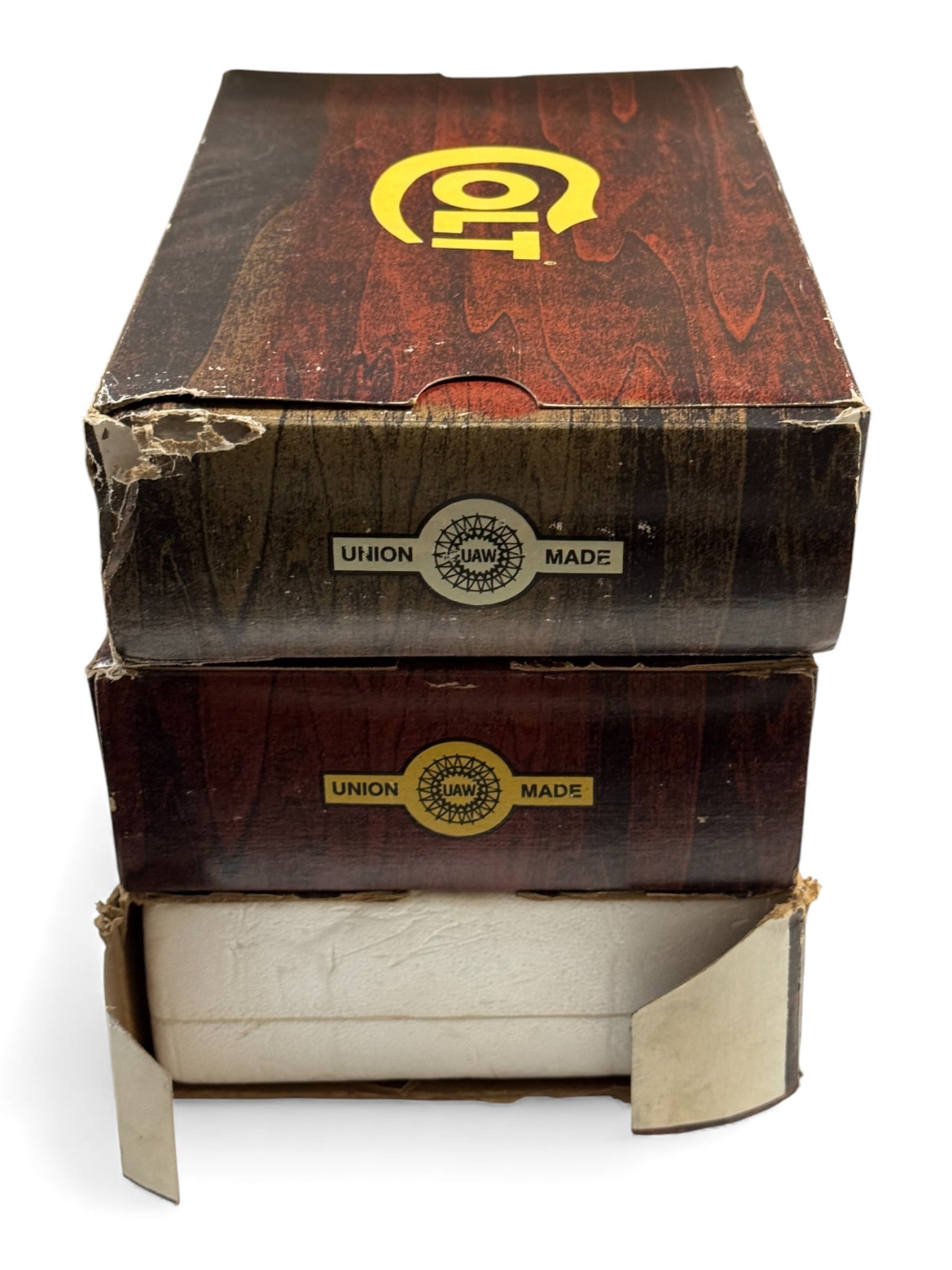 (3) Factory Colt Wood Grain Boxes with Inserts & Paper Labels - Mark IV, ACE, and Python - 5