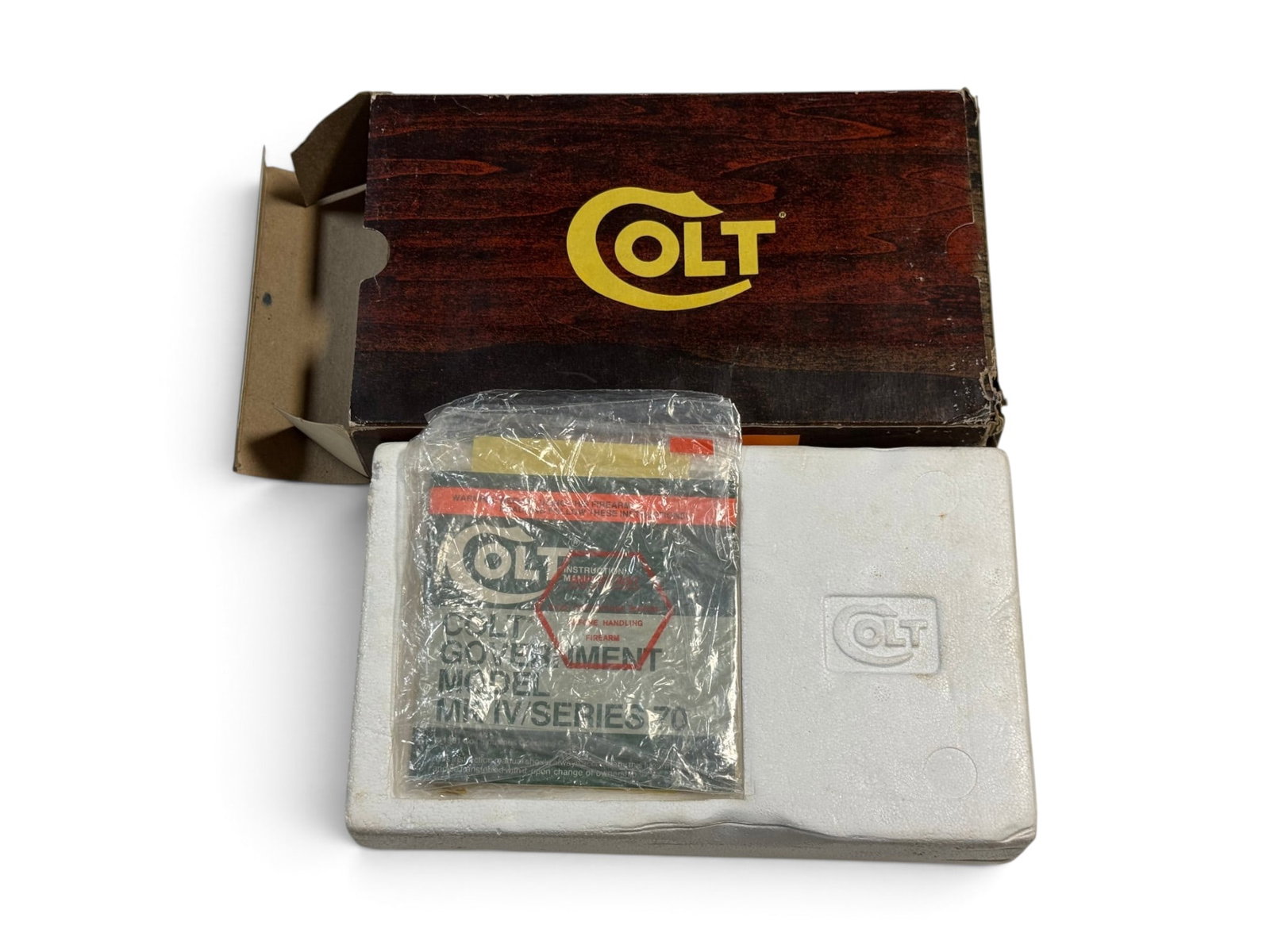 (3) Factory Colt Wood Grain Boxes with Inserts & Paper Labels - Mark IV, ACE, and Python - 9
