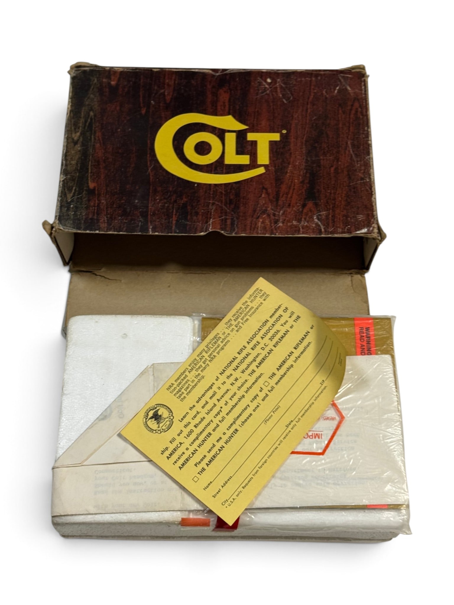 (2) Factory Colt Wood Grain Boxes with Inserts & Paper Labels - LW Agent, Agent - 12