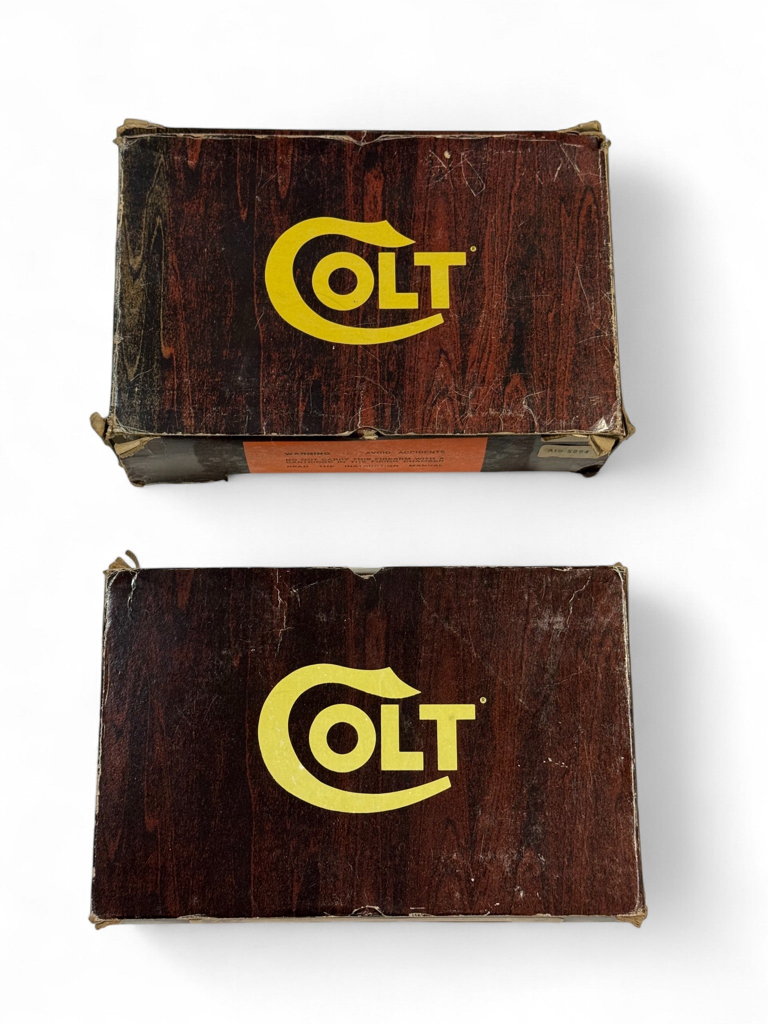 (2) Factory Colt Wood Grain Boxes with Inserts & Paper Labels - LW Agent, Agent - 2