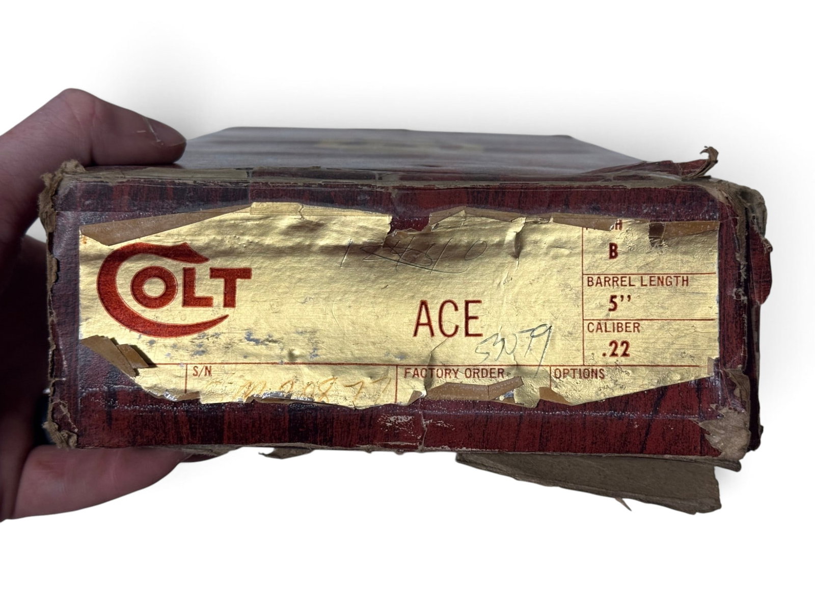 Factory Colt ACE Wood Grain Box with Styrofoam Insert, Label, and Papers - 2