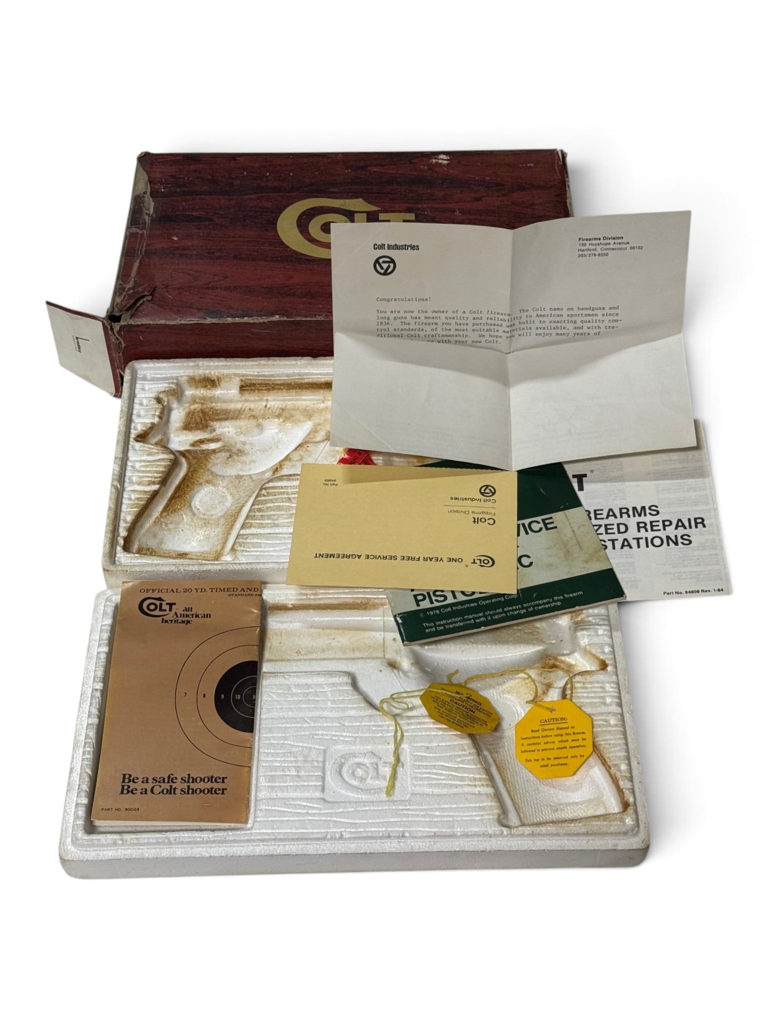 Factory Colt ACE Wood Grain Box with Styrofoam Insert, Label, and Papers - 3