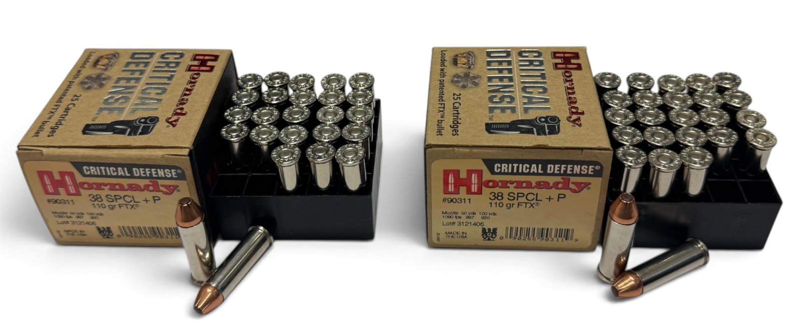NIB 50rds. of .38 SPL +P 110gr. FTX Hornady Critical Defense Ammunition: See Photo(s)