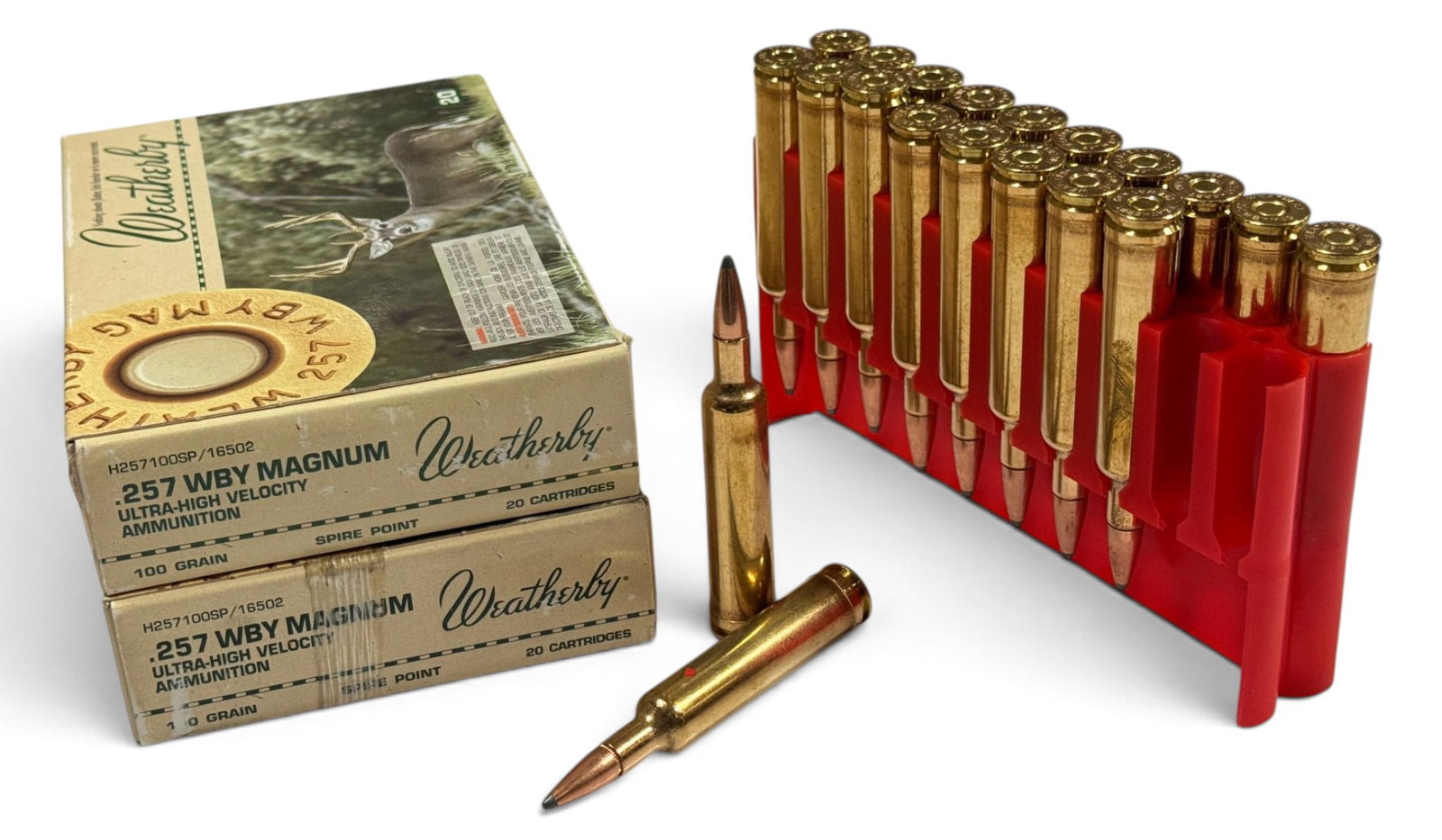 NIB 20rds. of .257 WBY MAGNUM 100gr. Spire Point Weatherby Ammunition: High-Quality, Expensive Ammunition in excellent condition