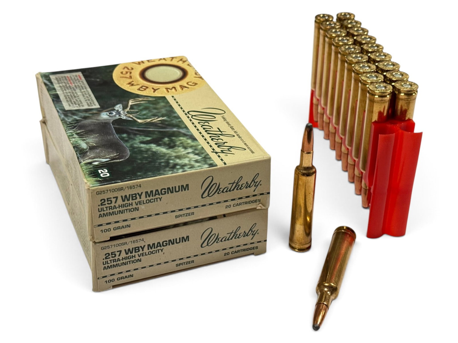 NIB 20rds. of .257 WBY MAGNUM 100gr. Spitzer Weatherby Ammunition: High-Quality, Expensive Ammunition in excellent condition