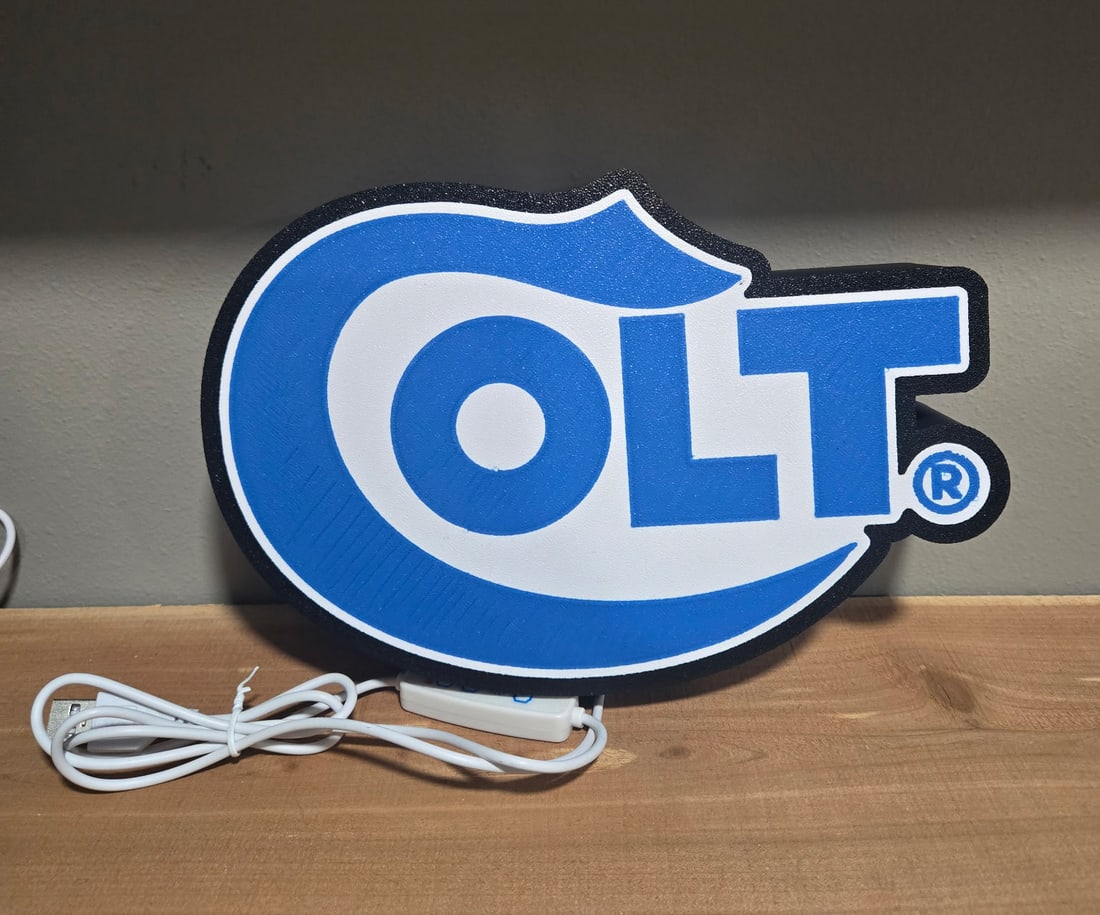 Colt LED Light-Up Sign Gun Room Wall Hanging Decor: New. Tested & Works. 8" x 7" and 2" Deep
