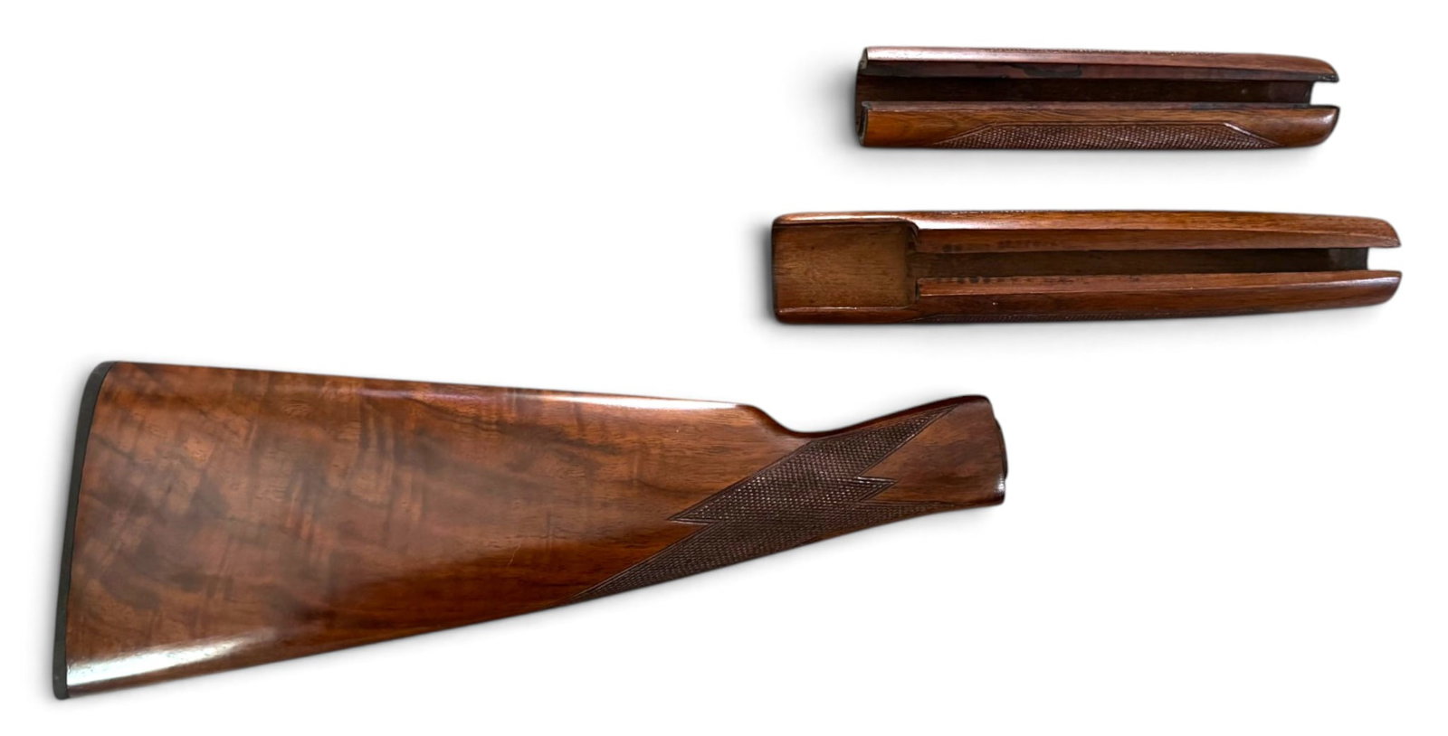 Excellent Winchester Model 42 Shotgun Wood Furniture - Checkered Straight Butt Stock & 2 Forends - 2