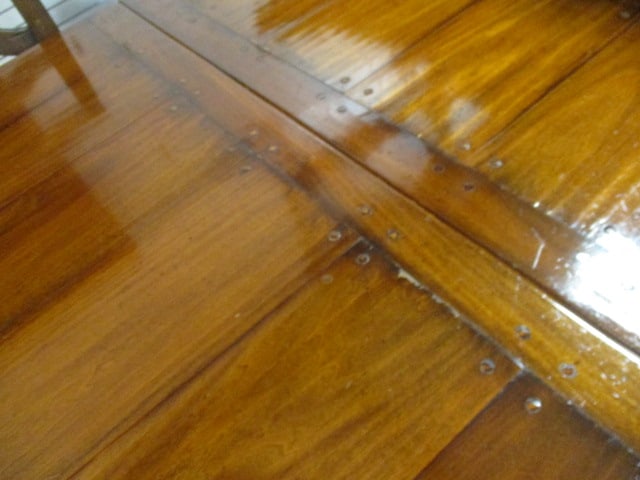 French Cottage Style Pegged Plank Draw Leaf Trestle Table and Ten Carved Ladder Back Chairs - 12