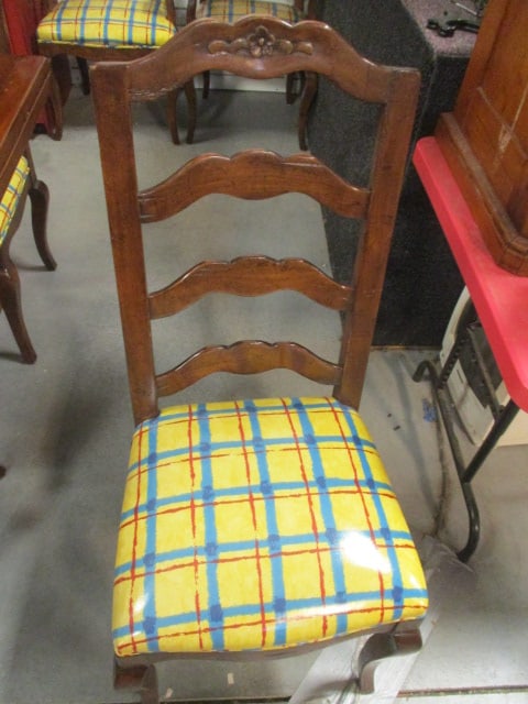 Four French Cottage Style Carved Ladder Back Side Chairs - 3