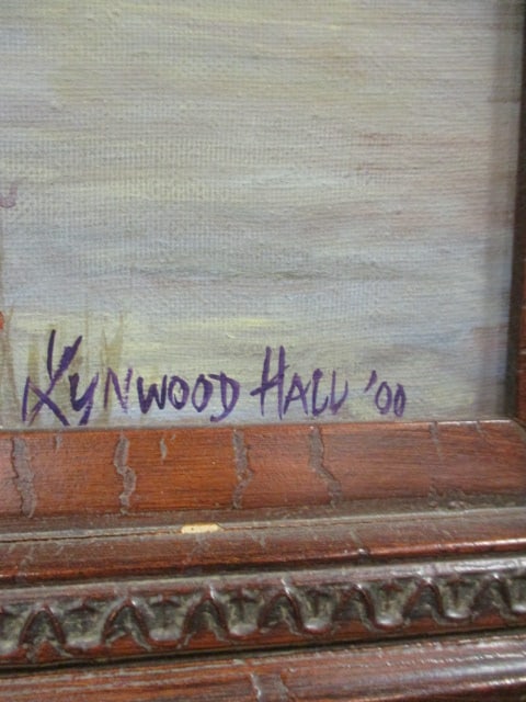 Lynwood Hall Signed Serence Riverside Cottage Landscape Canvas Painting - 4