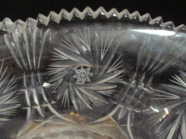 Castilian Imports Polish Cut Crystal Centerpiece Console Bol with Ornate Brass Swan Stand - 6