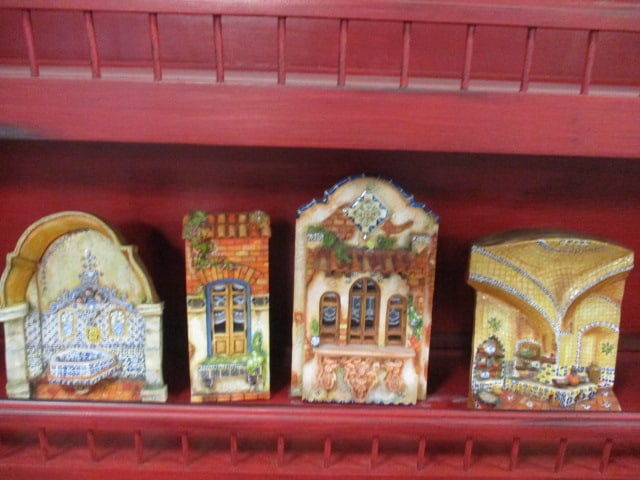 Set of Four Dimensional Spanish Colonial Detailed Miniature FaÃ§ade Relief Wall Plaques: Have wall hangers and back stand easel