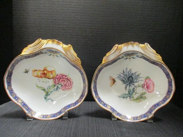 Two Mottahedeh "The Milred R. Mottahedeh The Merian Servive" Bowls: Tiger Lily and Thistle Designs, both 8 1/4" x 8 1/4" x 2"