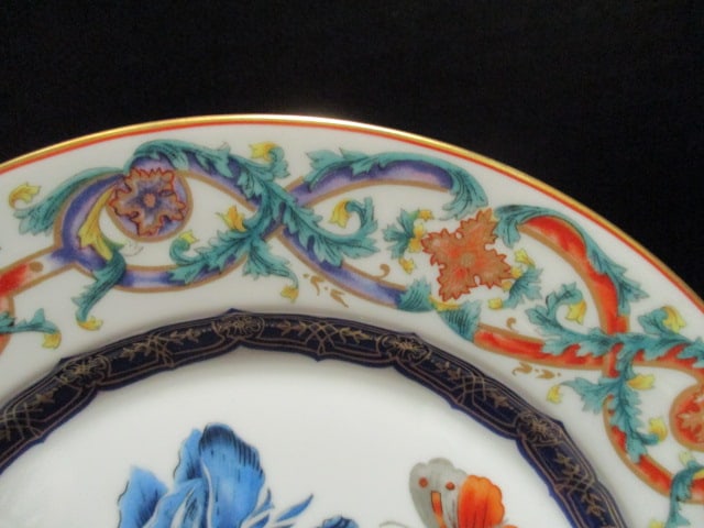 Two Mottahedeh "The Milred R. Mottahedeh The Merian Servive" Plates with Lucite Stands - 3