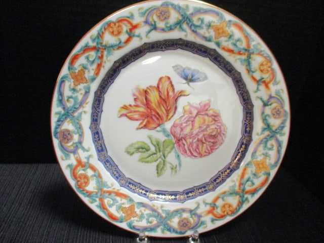 Two Mottahedeh "The Milred R. Mottahedeh The Merian Servive" Plates with Lucite Stands - 5