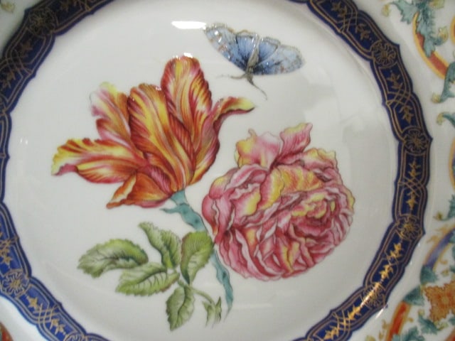 Two Mottahedeh "The Milred R. Mottahedeh The Merian Servive" Plates with Lucite Stands - 6