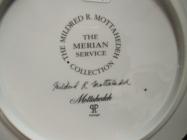 Two Mottahedeh "The Milred R. Mottahedeh The Merian Servive" Plates with Lucite Stands - 8