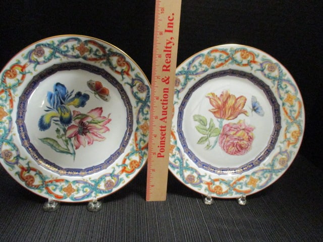 Two Mottahedeh "The Milred R. Mottahedeh The Merian Servive" Plates with Lucite Stands - 9