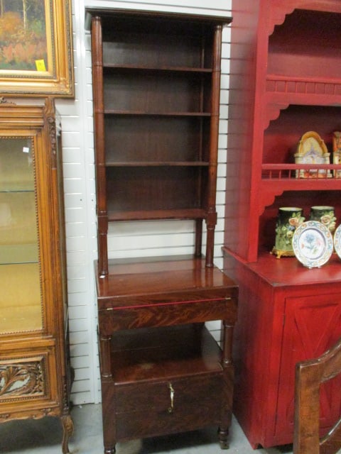 Vintage Regency Style Flame Mahogany Secretary Bookcase (1 of 8)