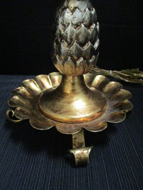 Hollywood Regency Gilt Metal Pineapple Table with Parasol Form Shade - 2