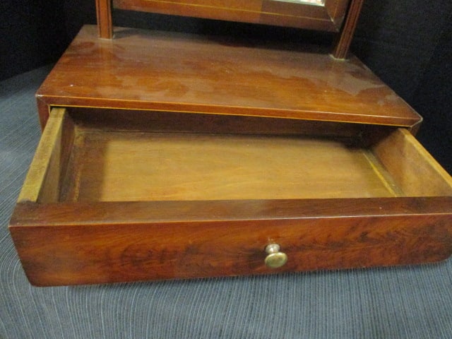 Antique Mahogany Shaving Mirror with Drawer - 2