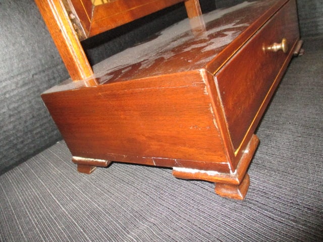 Antique Mahogany Shaving Mirror with Drawer - 3