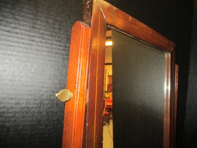 Antique Mahogany Shaving Mirror with Drawer - 4