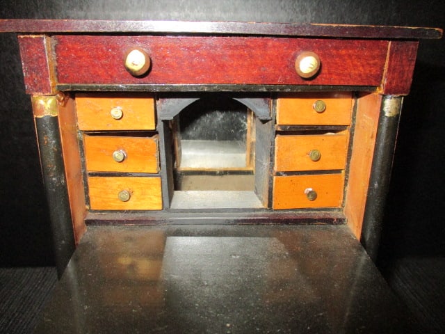 Hand Made in 1849 Mahogany Miniature Doll Furniture Secretary - 4