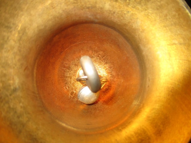 Vintage Brass Feather Handle Double Table Bell - 4