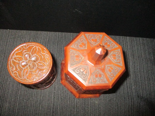 Two Decorative Carved Lidded Boxes - 2
