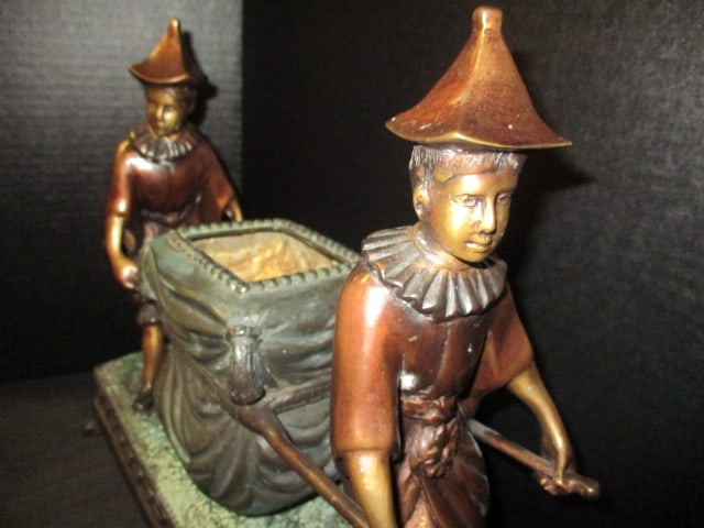 Vintage Bronzed Orientalist Figural Palanquin Form Jardiniere Planter - 2